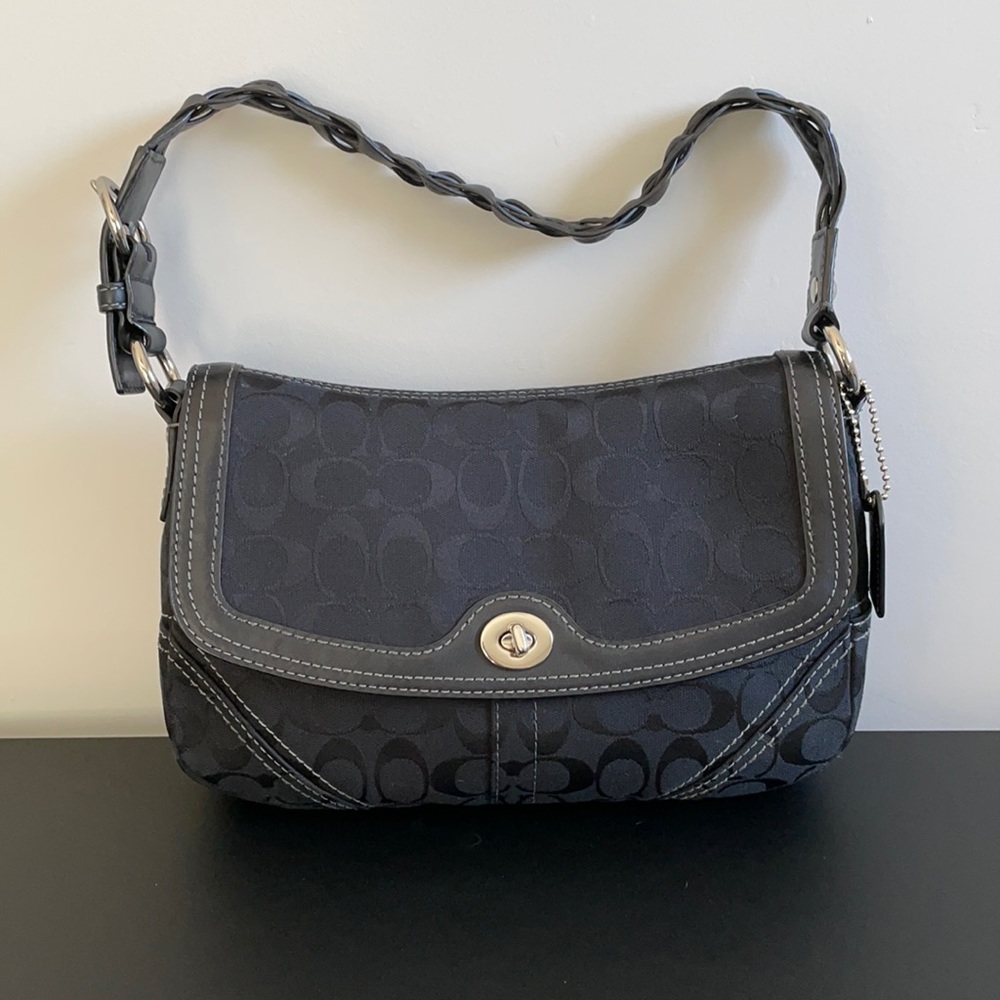 Coach Purse - Canvas with Braided Leather Strap